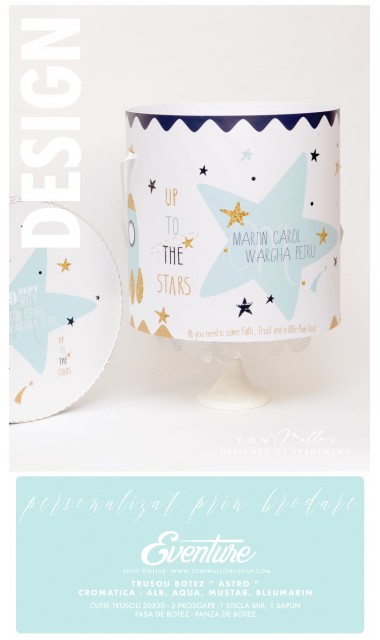 Trusou de botez tematica cosmos, astronauti, racheta in spatiu, Up to the stars 1